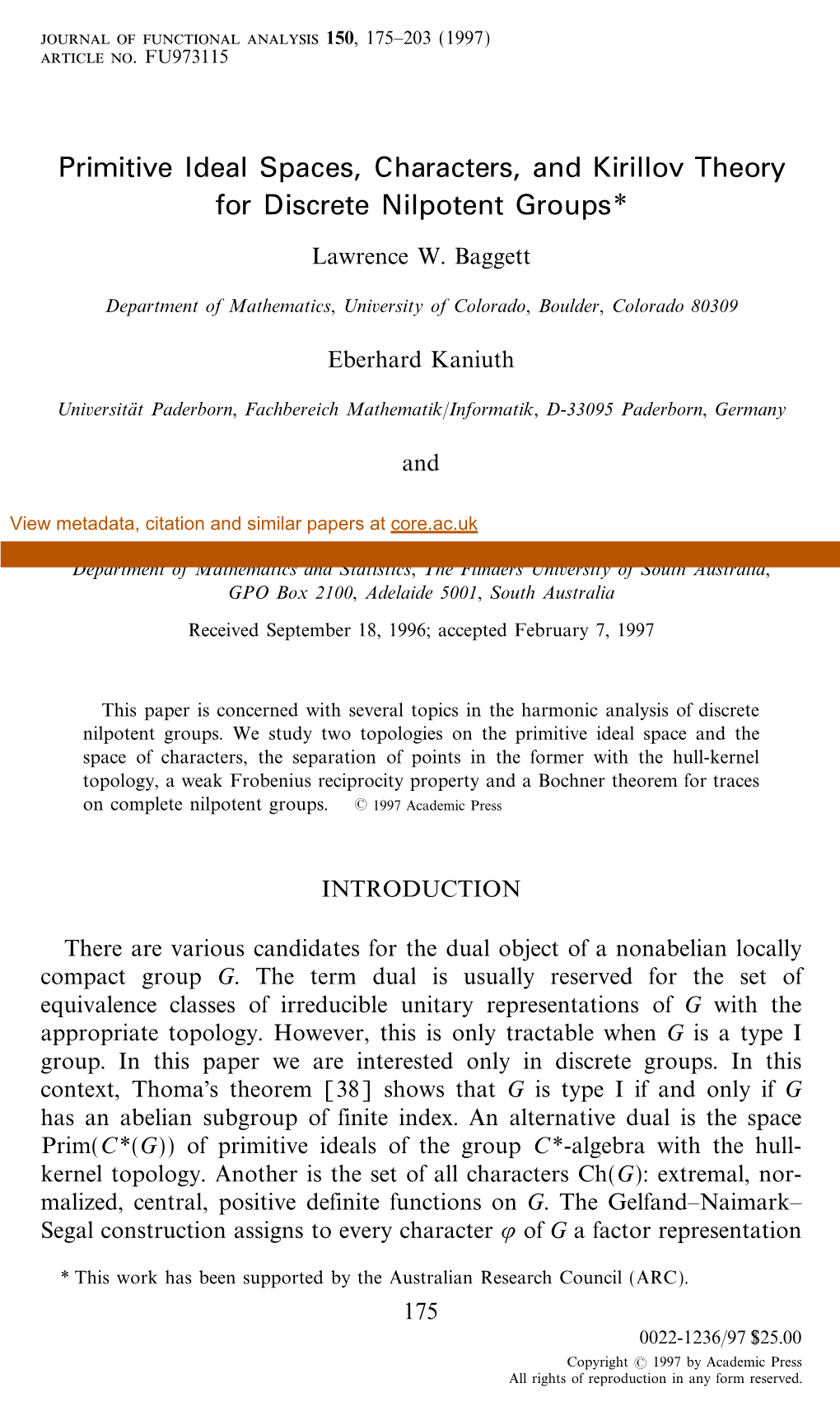 Primitive Ideal Spaces, Characters, and Kirillov Theory for Discrete Nilpotent Groups*