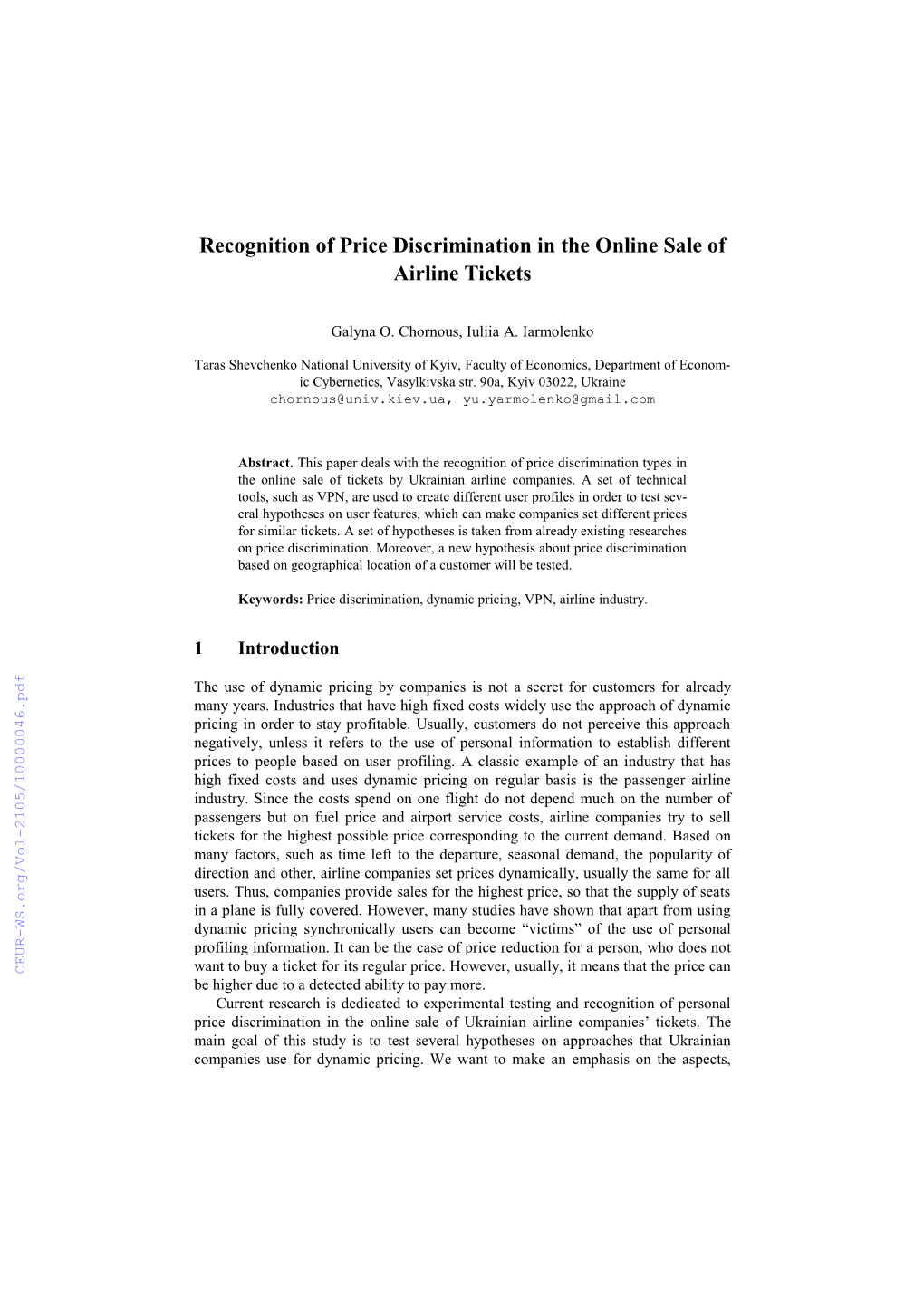 Recognition of Price Discrimination in the Online Sale of Airline Tickets