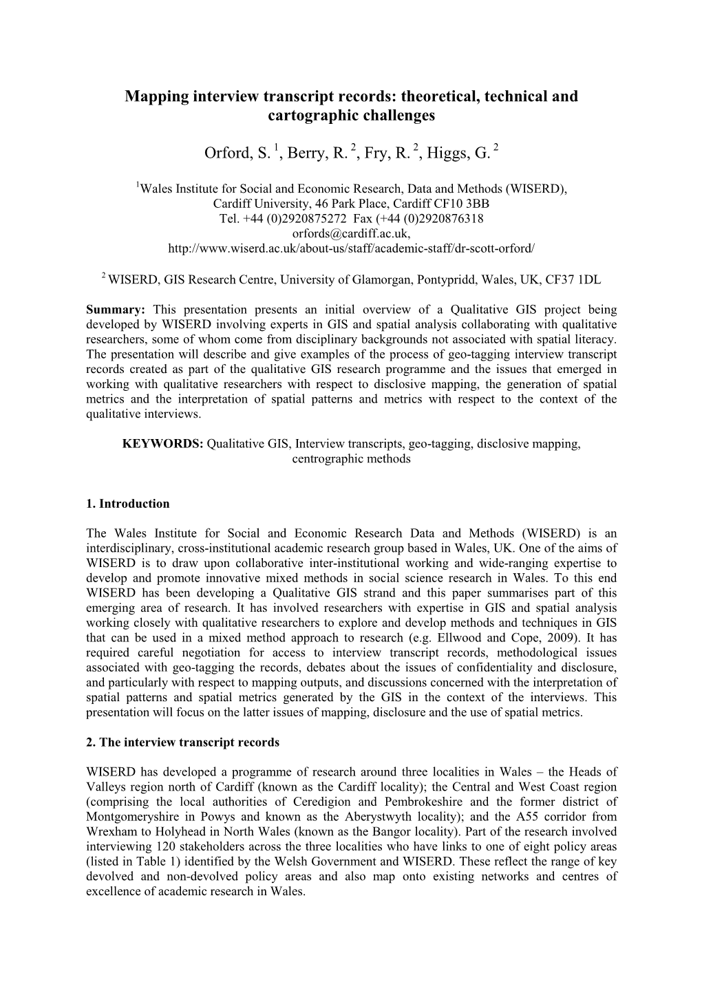 Mapping Interview Transcript Records: Theoretical, Technical and Cartographic Challenges