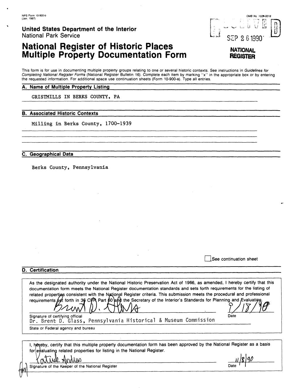 National Register of Historic Places NATIONAL Multiple Property Documentation Form REGISTER