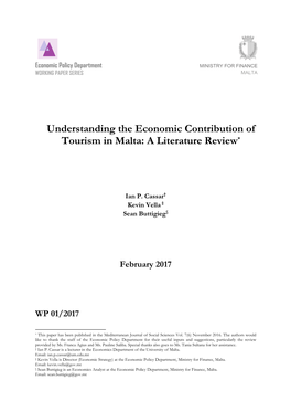 Understanding the Economic Contribution of Tourism in Malta: a Literature Review*