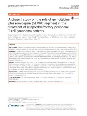 A Phase II Study on the Role of Gemcitabine Plus Romidepsin
