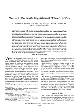 Cancer in the Sindhi Population of Greater Bombay