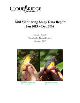 Bird Monitoring Study Data Report Jan 2013 – Dec 2016