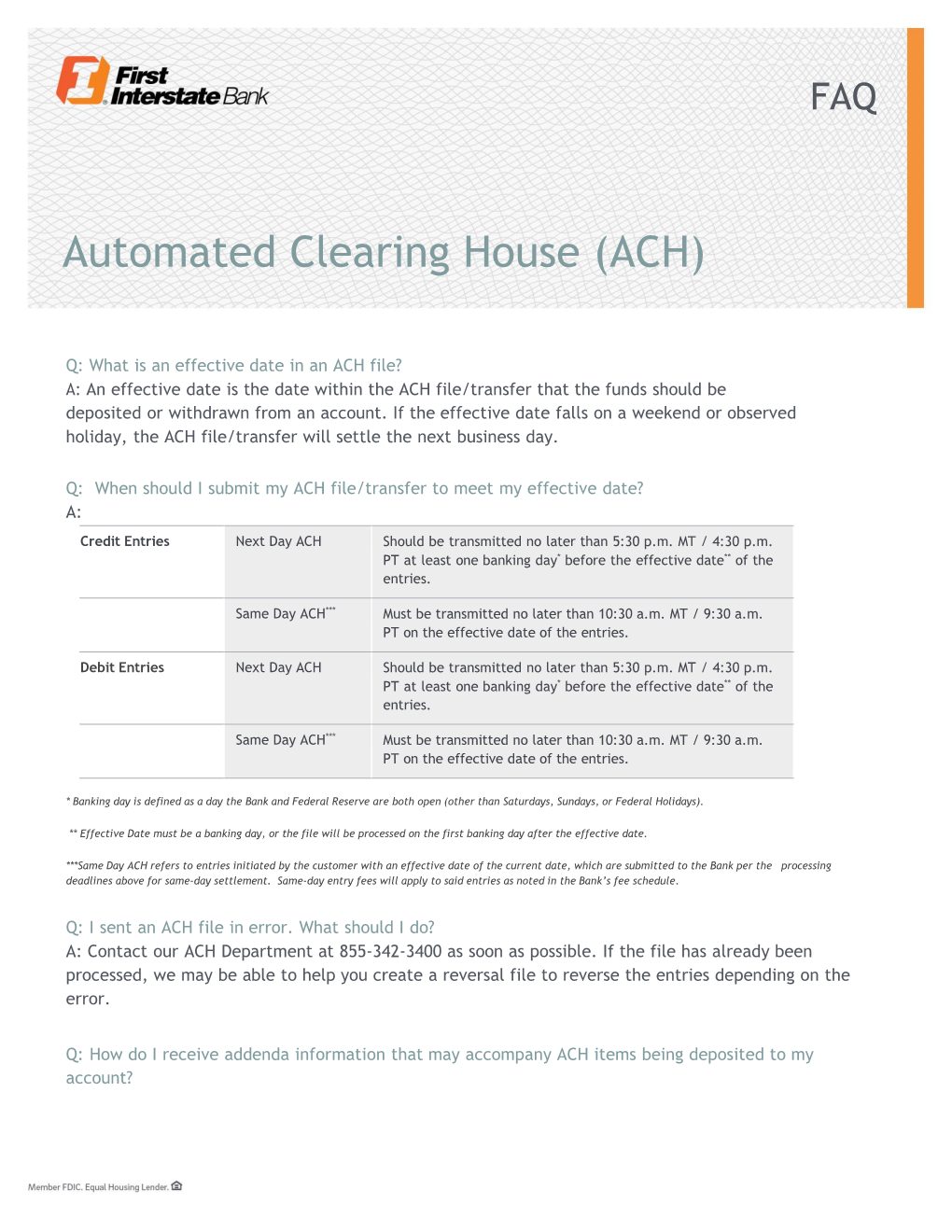 Automated Clearing House (ACH)