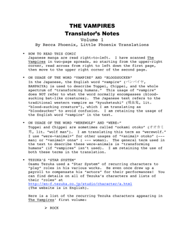 THE VAMPIRES Translator's Notes