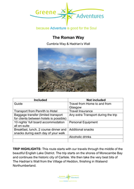 The Roman Way Cumbria Way & Hadrian’S Wall