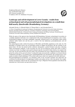 Landscape and Soil Development in Lower Lusatia