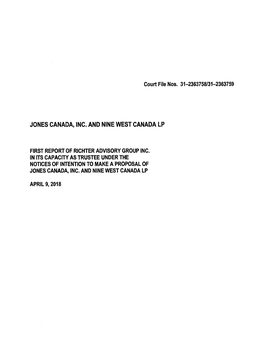 Jones Canada, Inc. and Nine West Canada Lp