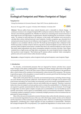 Ecological Footprint and Water Footprint of Taipei