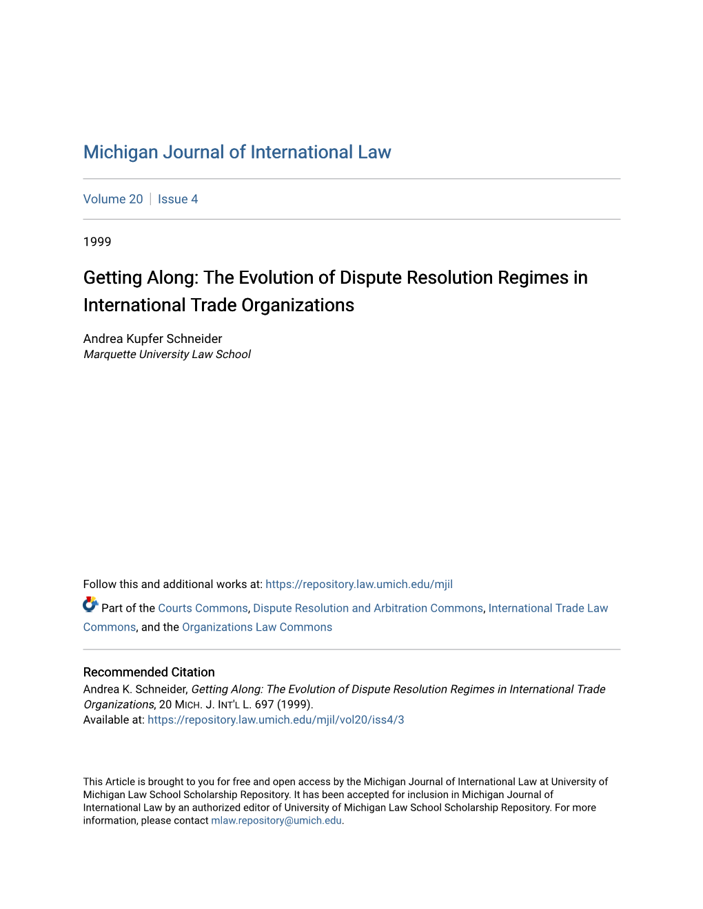 The Evolution of Dispute Resolution Regimes in International Trade Organizations