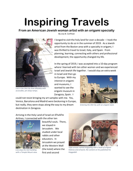 Inspiring Travels from an American Jewish Woman Artist with an Origami Specialty by Lisa B