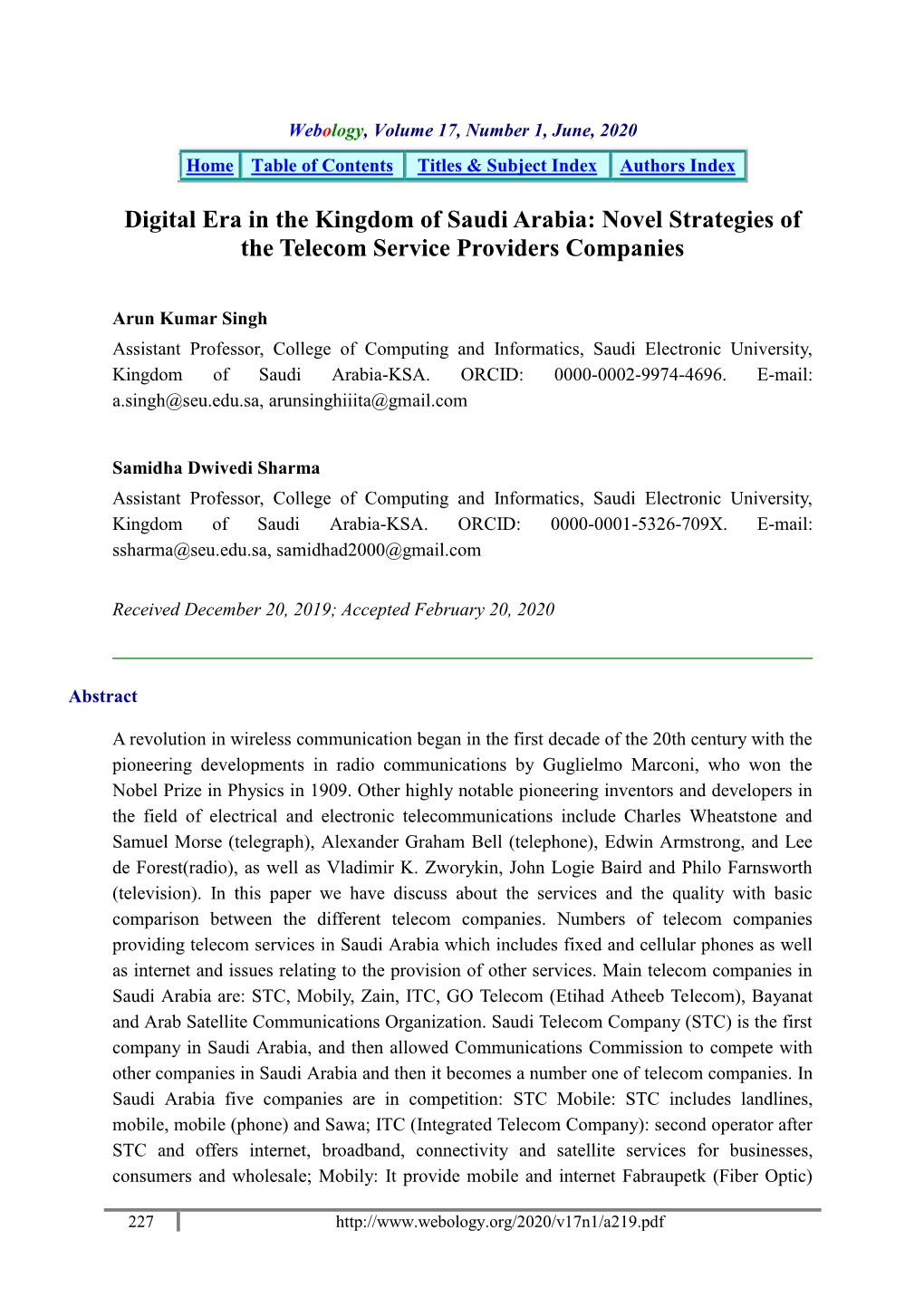 Digital Era in the Kingdom of Saudi Arabia: Novel Strategies of the Telecom Service Providers Companies