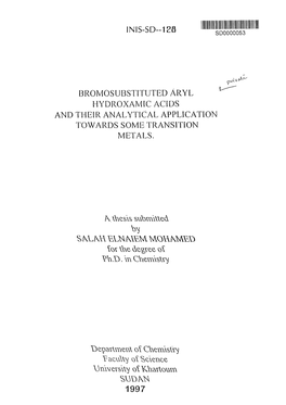 Bromosubstituted Aryl Hydroxamic Acids and Their Analytical Application Towards Some Transition Metals