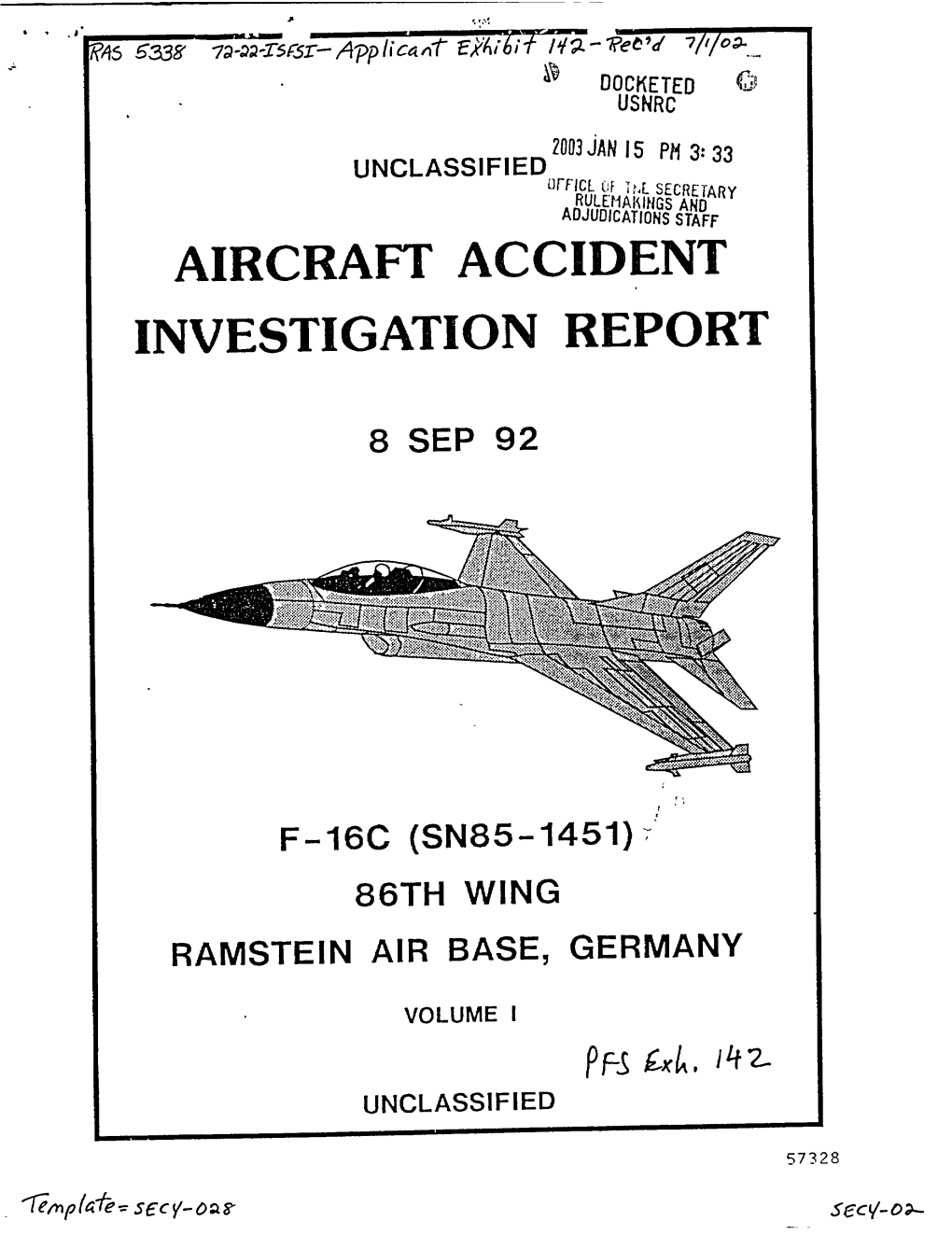 Report of F-16 Accident Which Occurred on 09/08/92