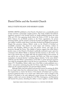 Daniel Defoe and the Scottish Church