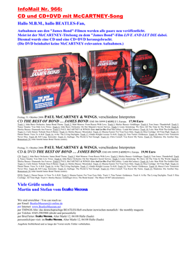 Infomail Nr. 966: CD Und CD+DVD Mit Mccartney-Song