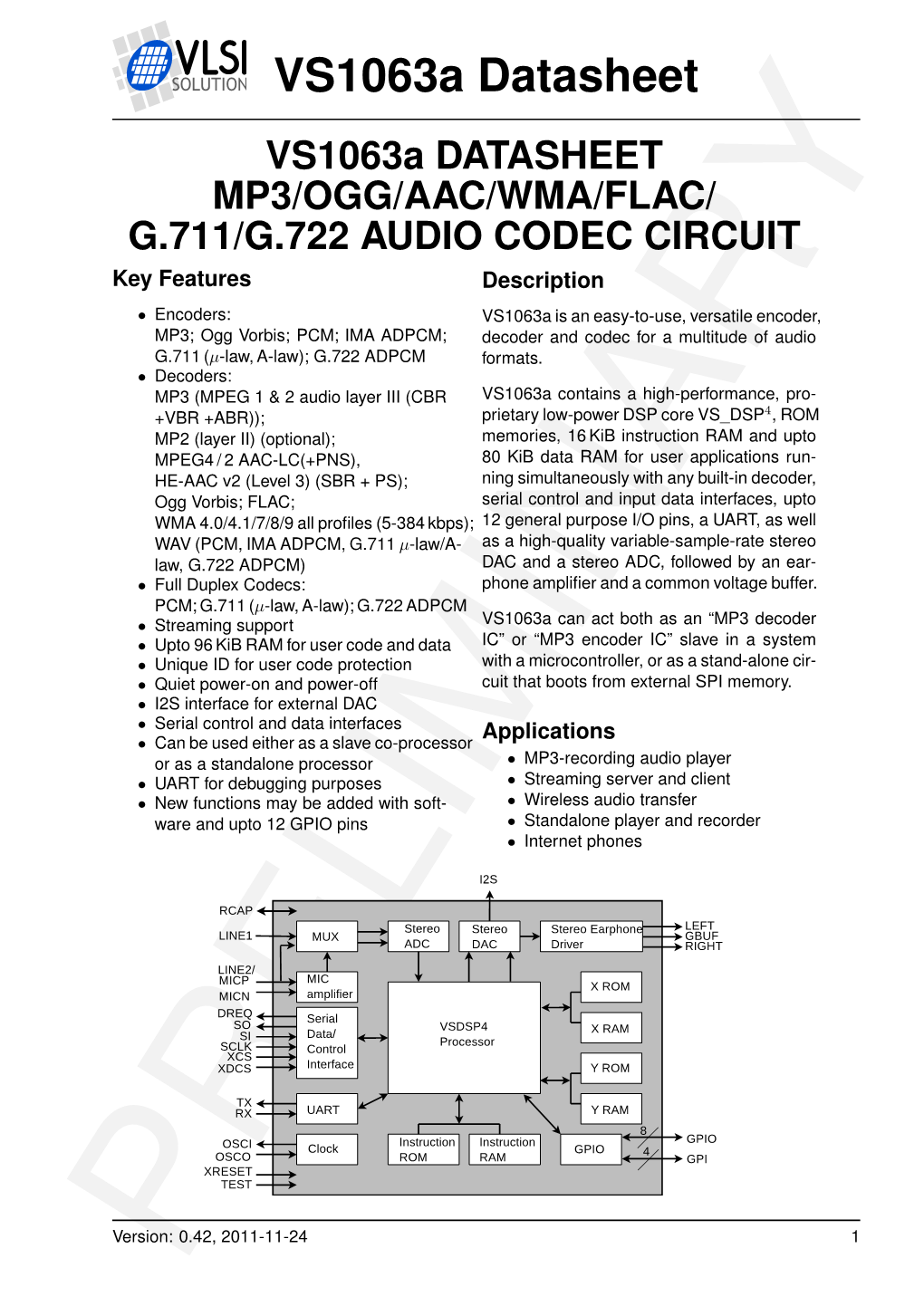 VS1063 Datasheet