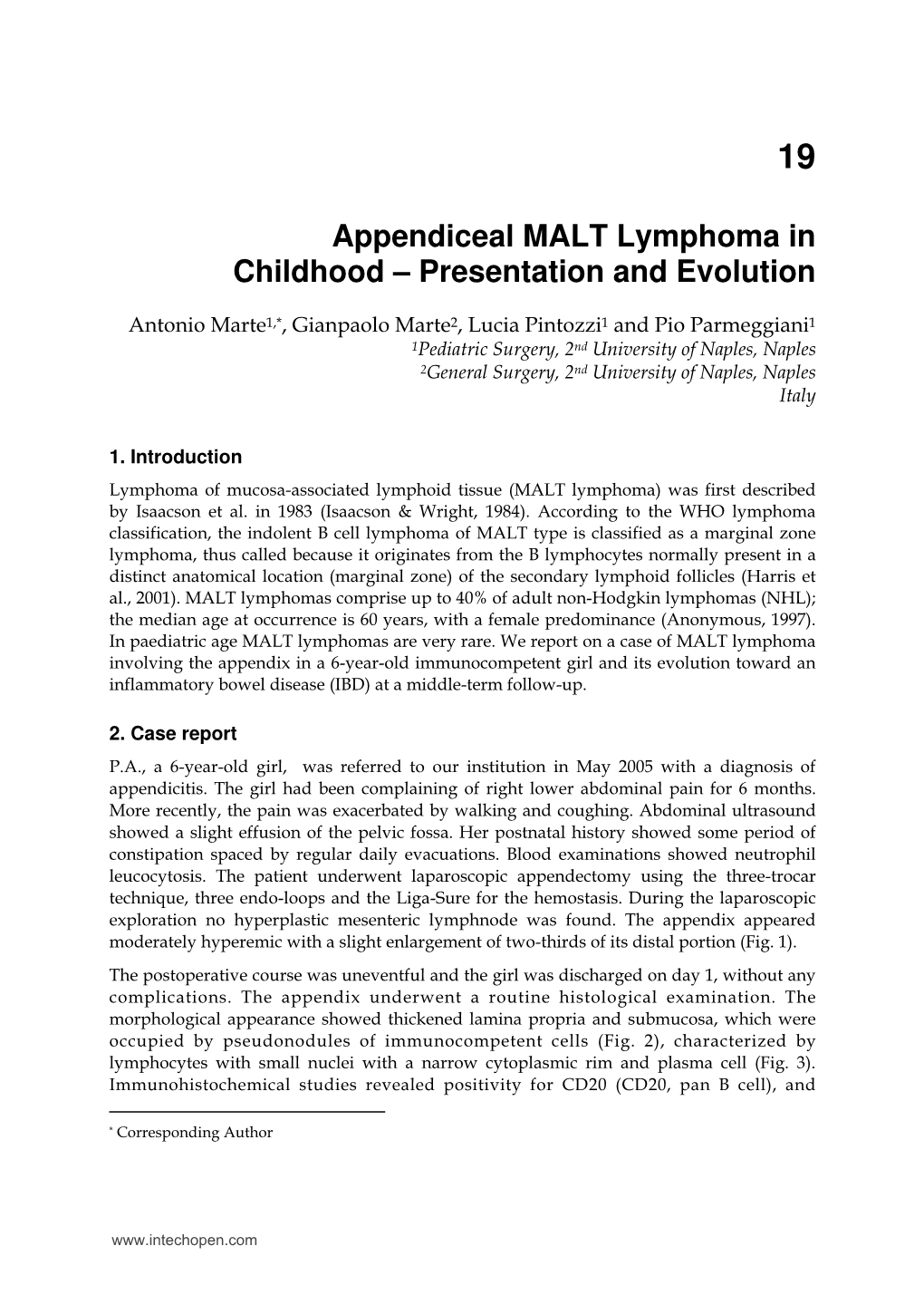 Appendiceal MALT Lymphoma in Childhood – Presentation and Evolution