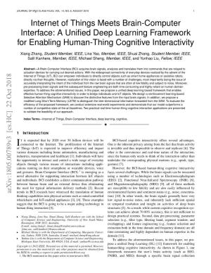 Internet of Things Meets Brain-Computer Interface: a Uniﬁed Deep Learning Framework for Enabling Human-Thing Cognitive Interactivity