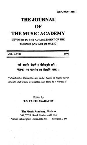 The Journal of the Music Academy Devoted to the Advancement of the Sciencb and Art of Music
