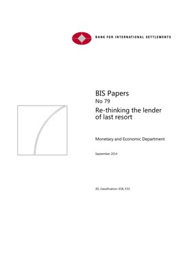 BIS Papers No 79 Re-Thinking the Lender of Last Resort