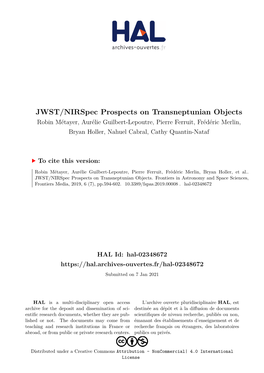 JWST/Nirspec Prospects on Transneptunian Objects