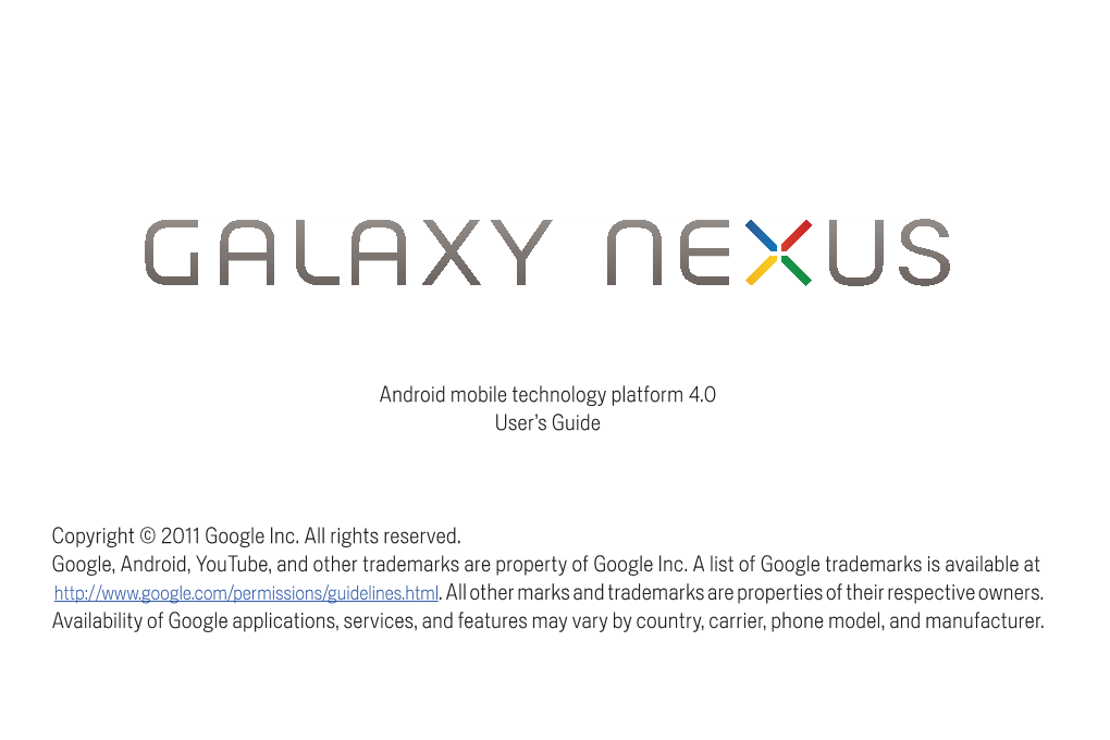 Galaxy Nexus User Guide