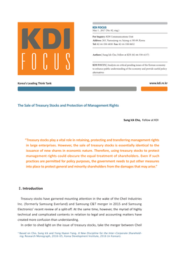 The Sale of Treasury Stocks and Protection of Management Rights