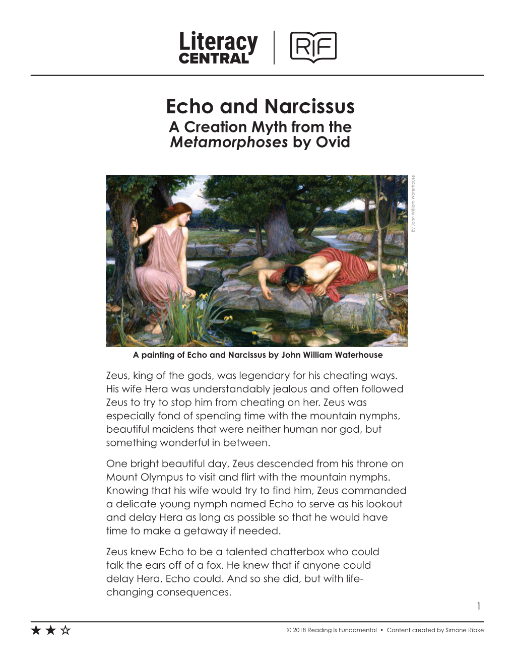 Echo and Narcissus a Creation Myth from the Metamorphoses by Ovid by John William Waterhouse