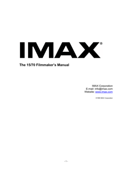 The 15/70 Filmmaker's Manual