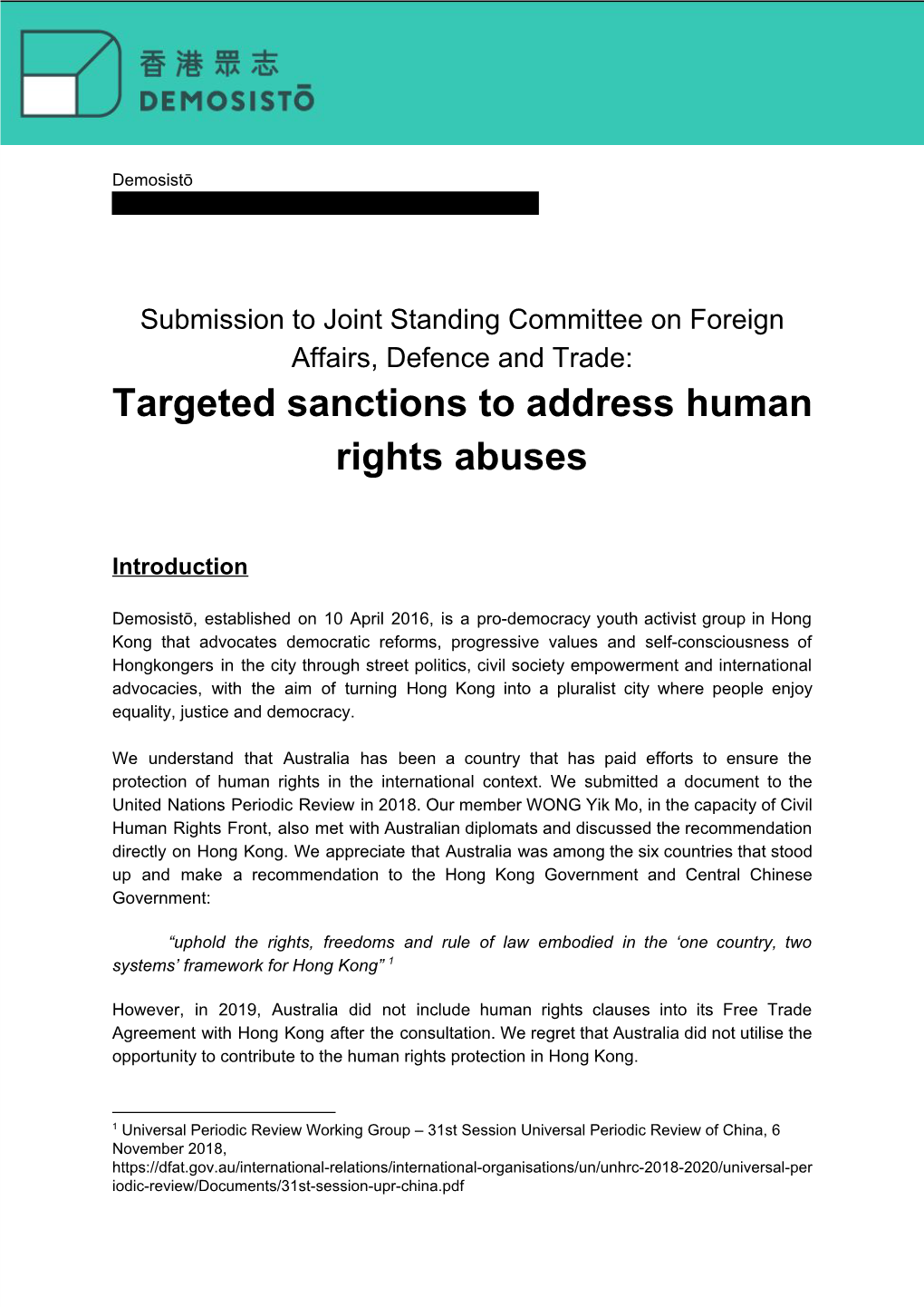 Targeted Sanctions to Address Human Rights Abuses