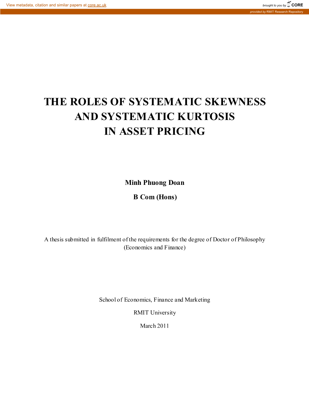 The Roles of Systematic Skewness and Systematic Kurtosis in Asset Pricing