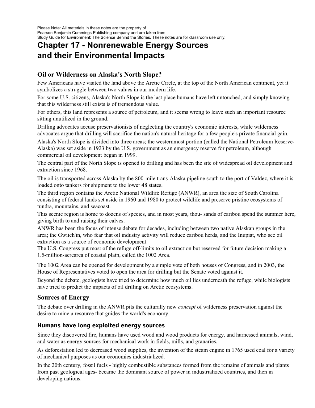 Chapter 17 - Nonrenewable Energy Sources