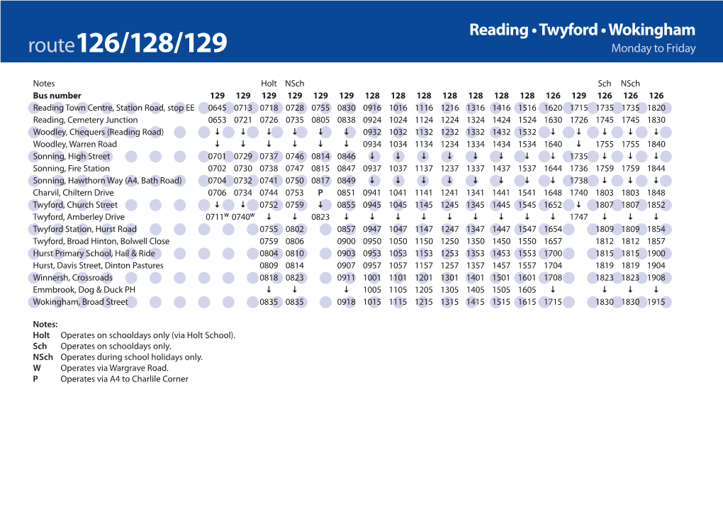 Route126/128/129 Monday to Friday