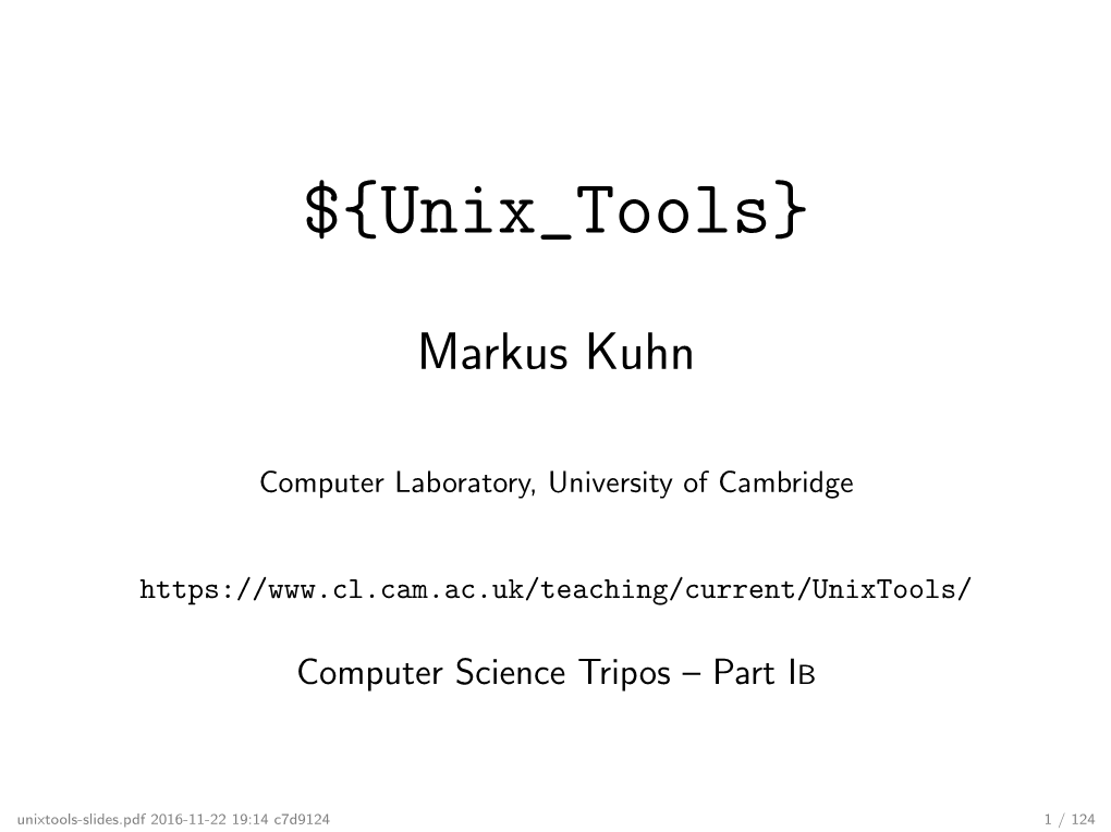 Unix Tools Slides