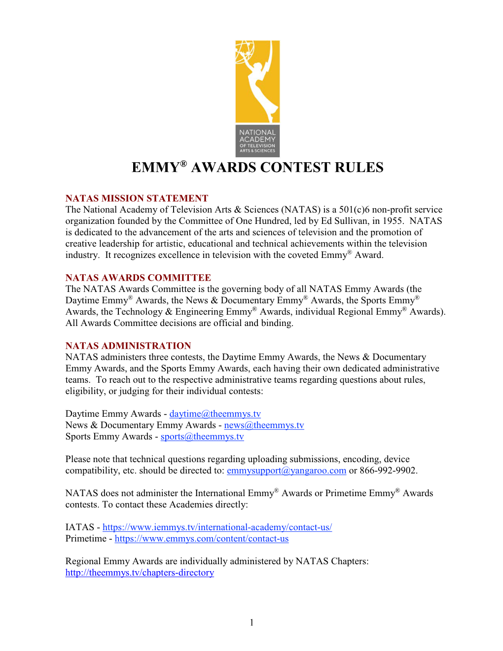 Emmy® Awards Contest Rules