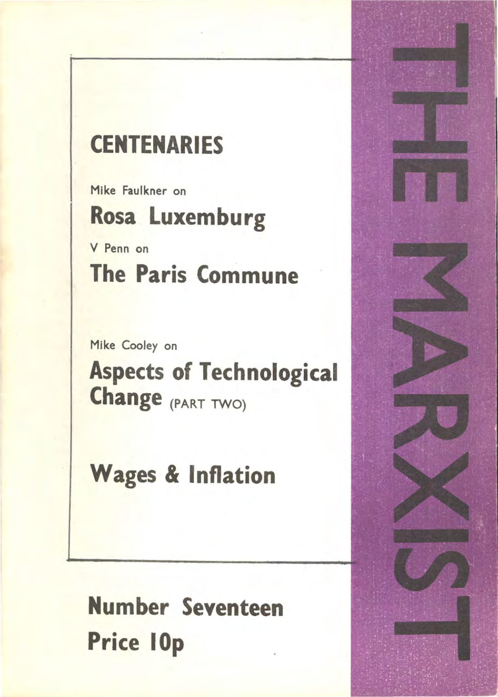 CENTENARIES Rosa Luxemburg the Paris Commune Aspects Of