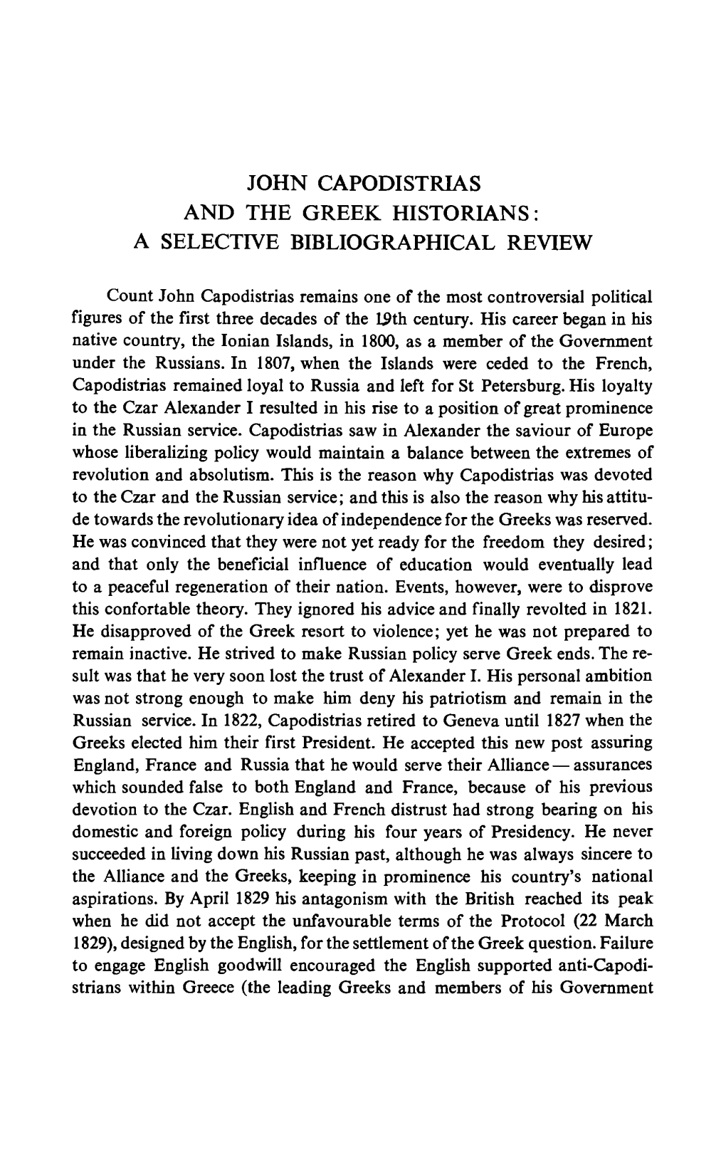 John C Apodi St Ria S and the Greek Historians: a Selective Bibliographical Review