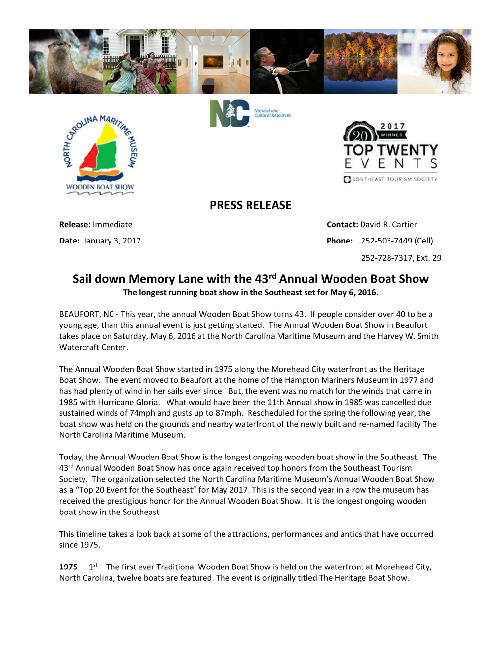 PRESS RELEASE Sail Down Memory Lane