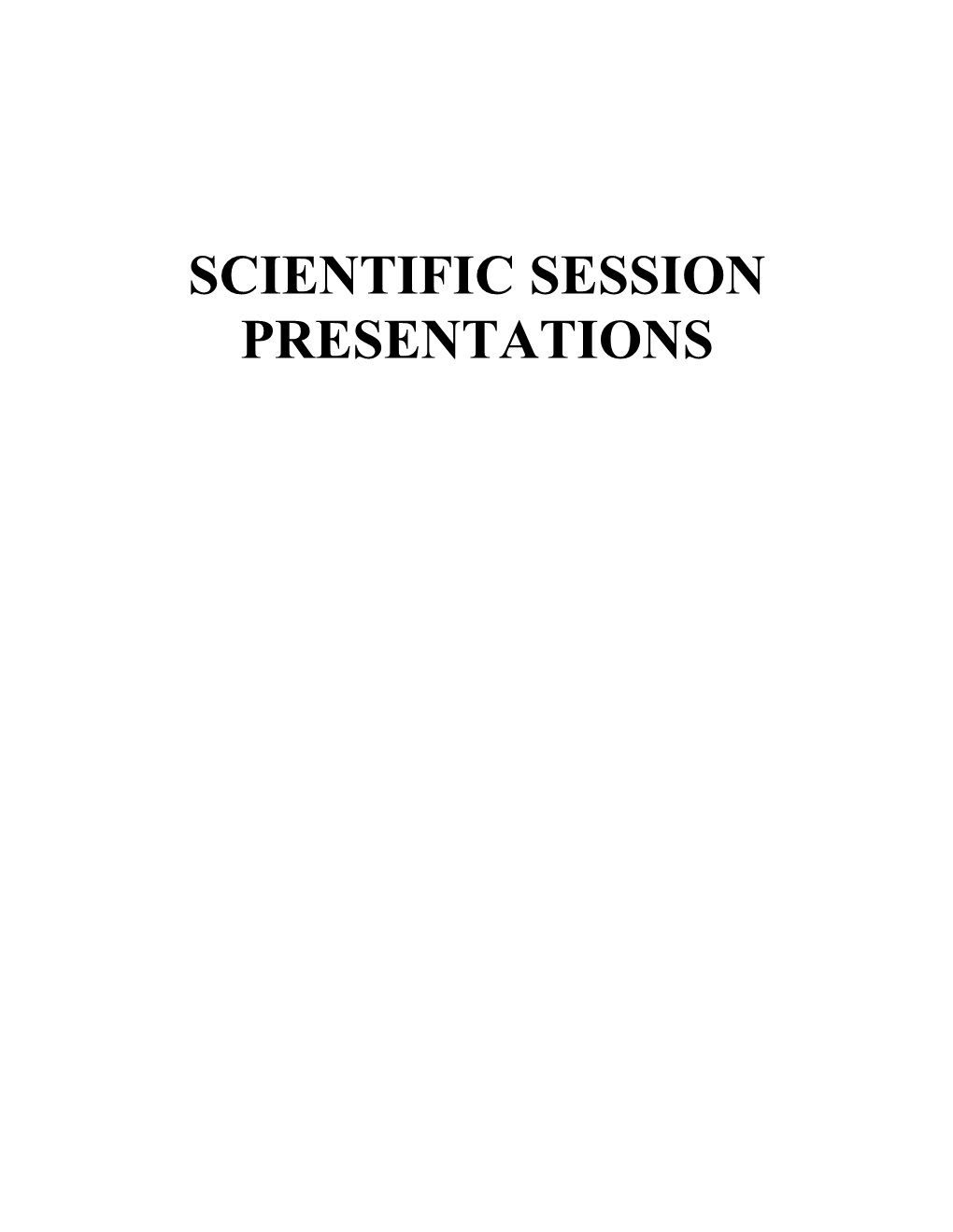 Scientific Session Presentations (Pdf)