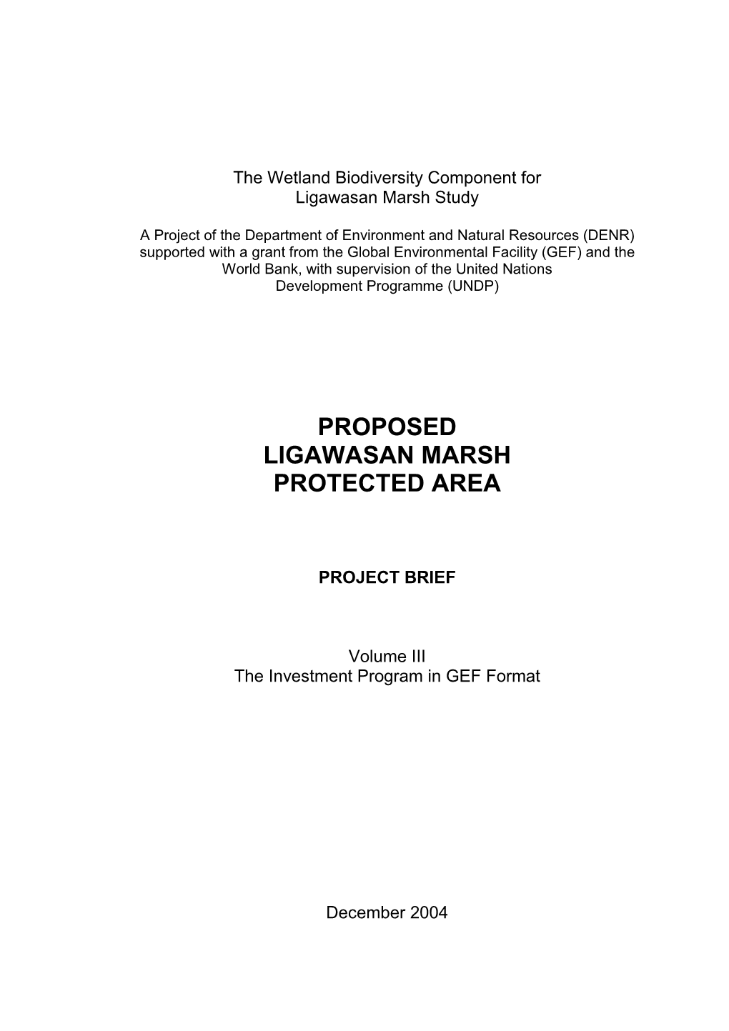 Proposed Ligawasan Marsh Protected Area
