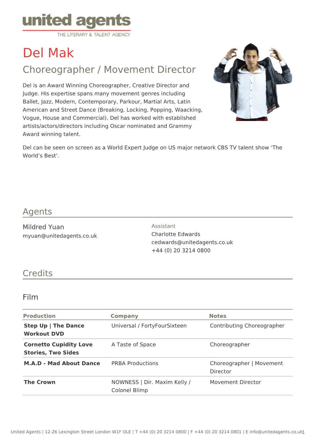 Del Mak Choreographer / Movement Director