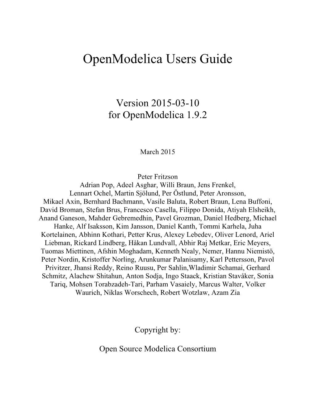 Openmodelica User's Guide