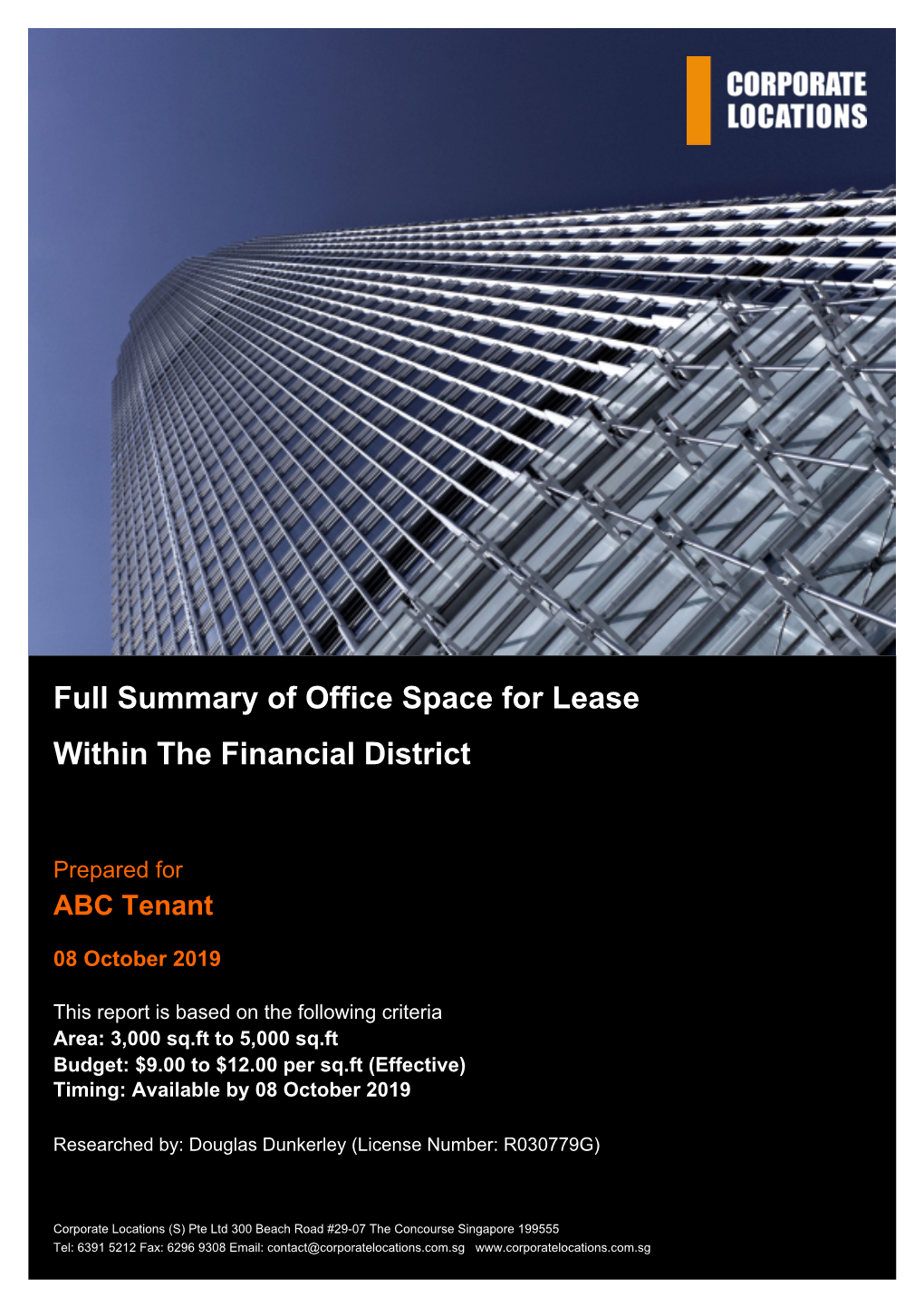 Full Summary of Office Space for Lease Within the Financial District