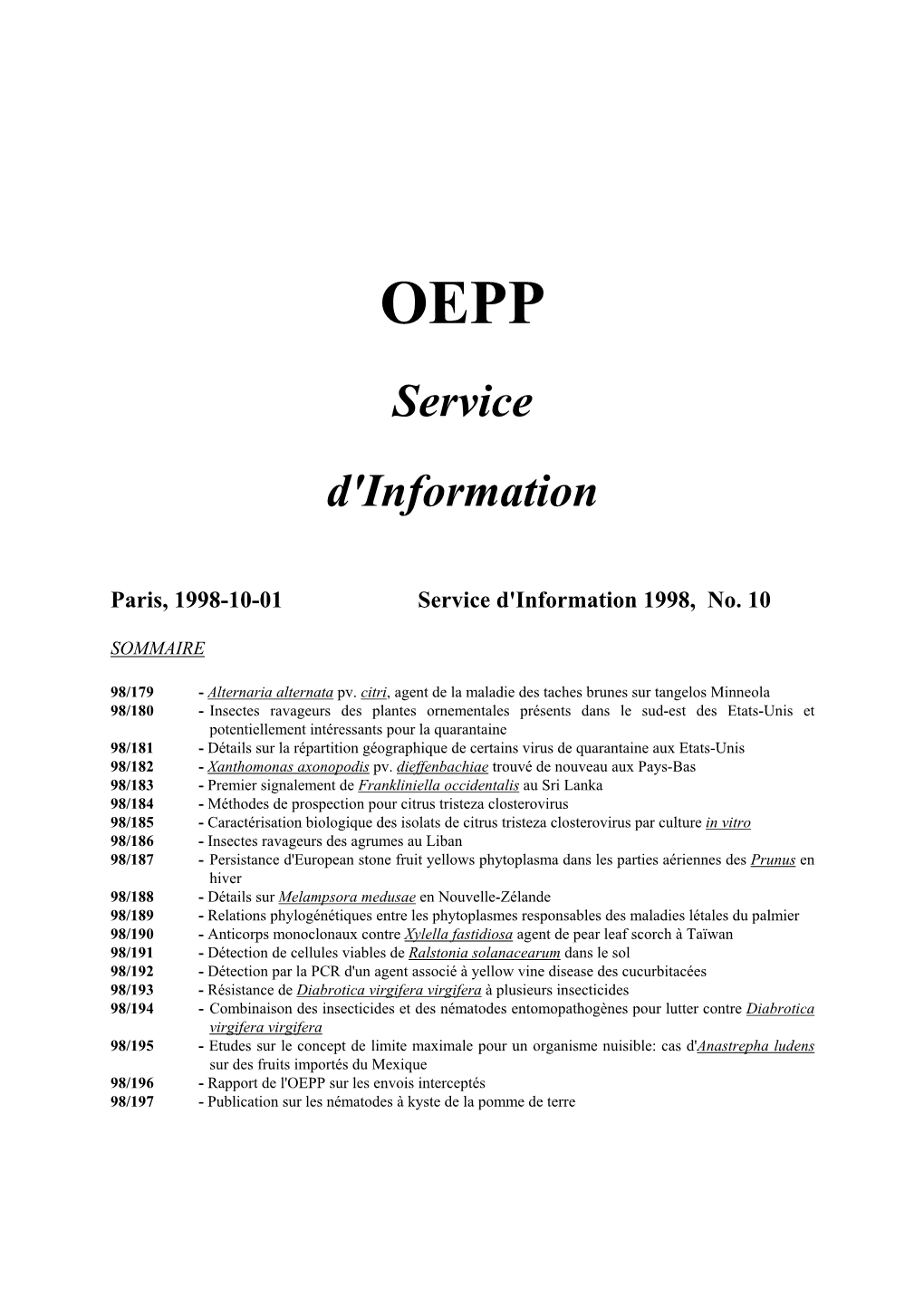 Service D'information 1998, No