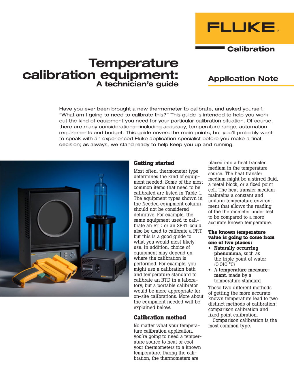 Temperature Calibration Equipment: Application Note a Technician’S Guide