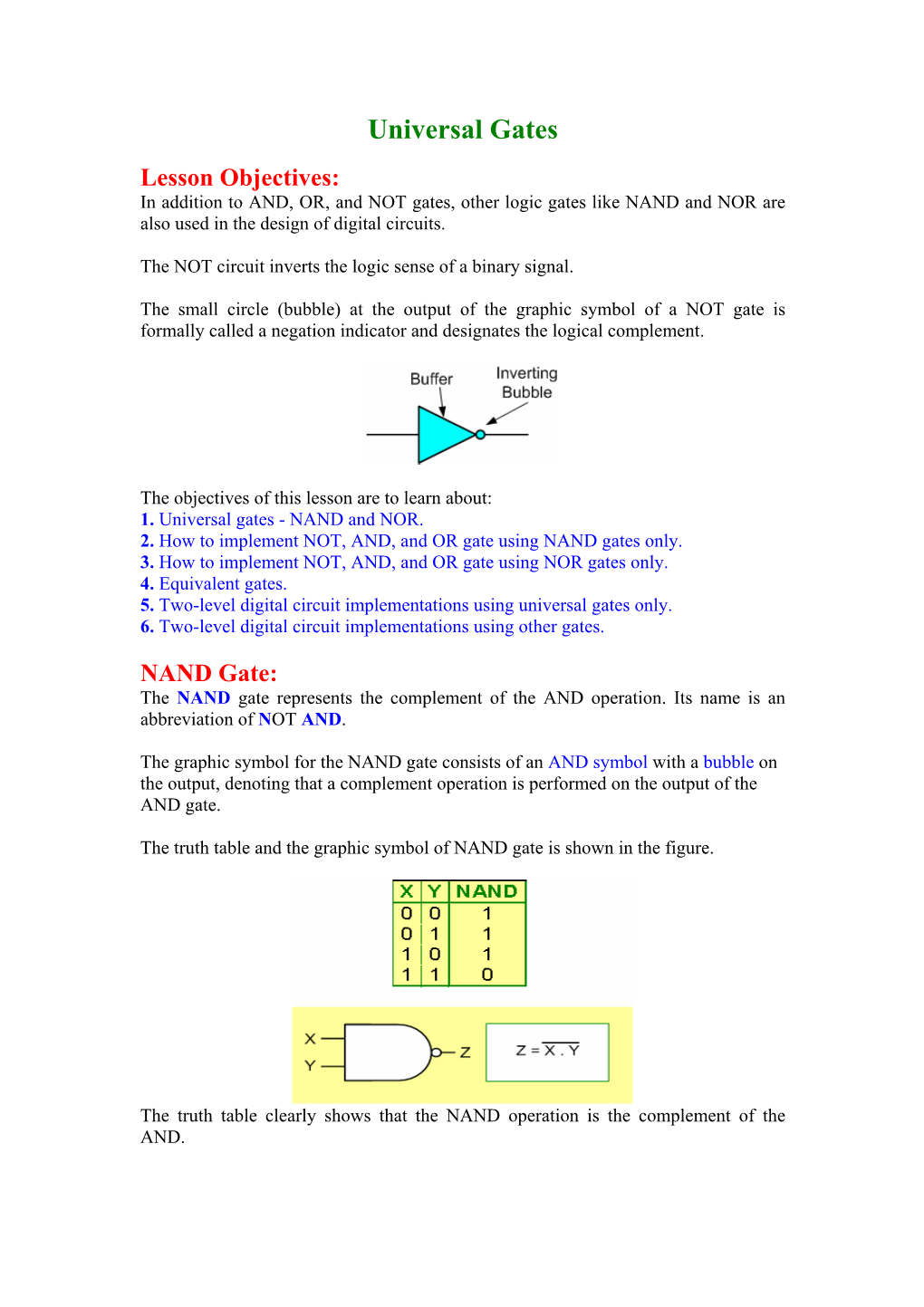 Universal Gates: NAND And