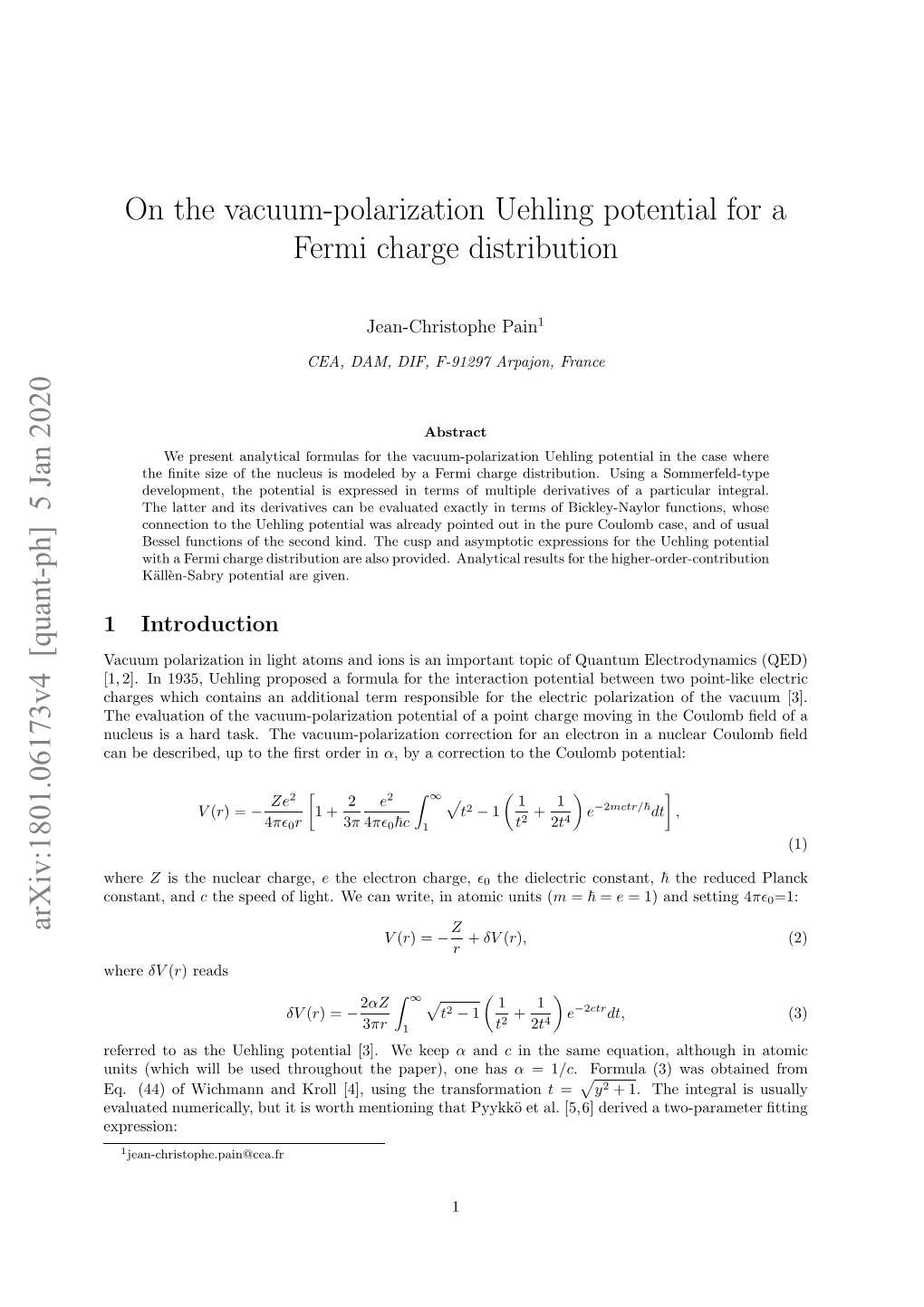 5 Jan 2020 on the Vacuum-Polarization Uehling