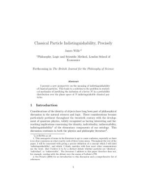 Classical Particle Indistinguishability, Precisely